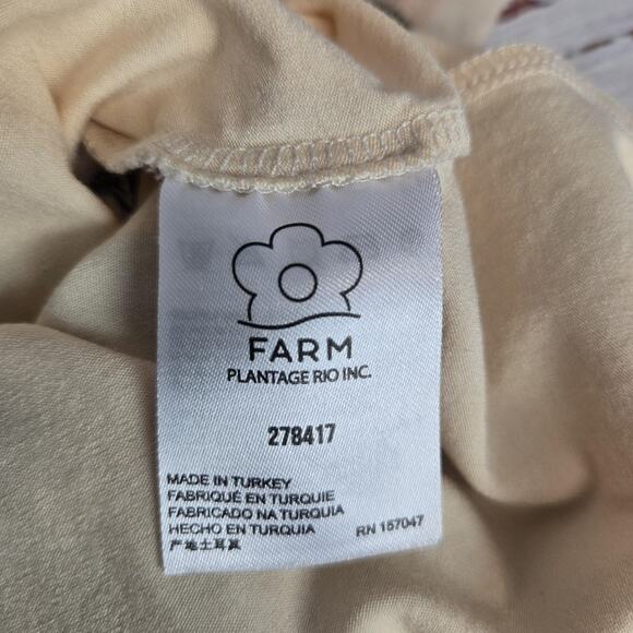 Farm Rio Mesh Midi Dress S Yellow Green Orange Sun Print Pockets Ruch Slits Line - Picture 9 of 16